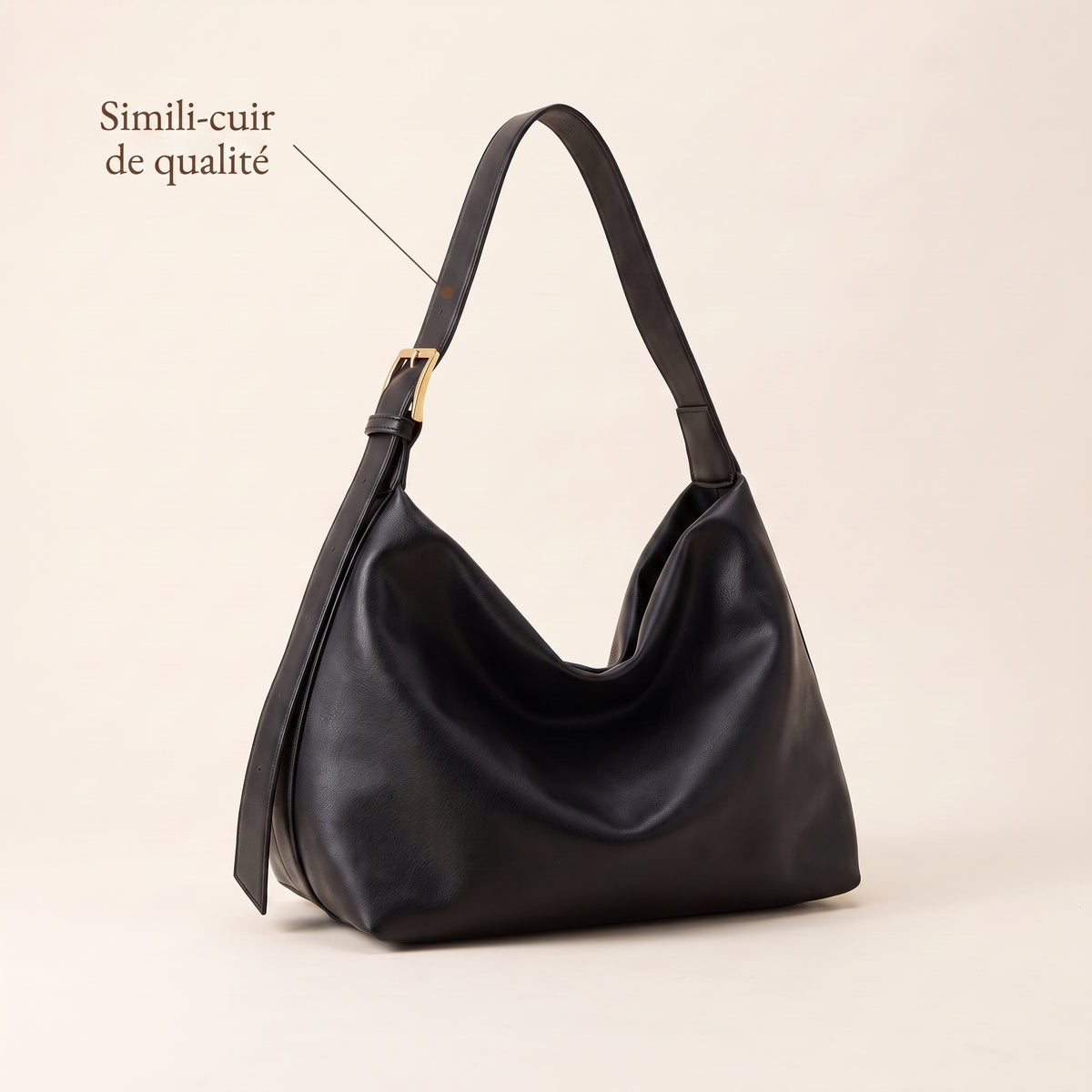 Sac porté épaule femme Manon, forme arrondie, coloris noir