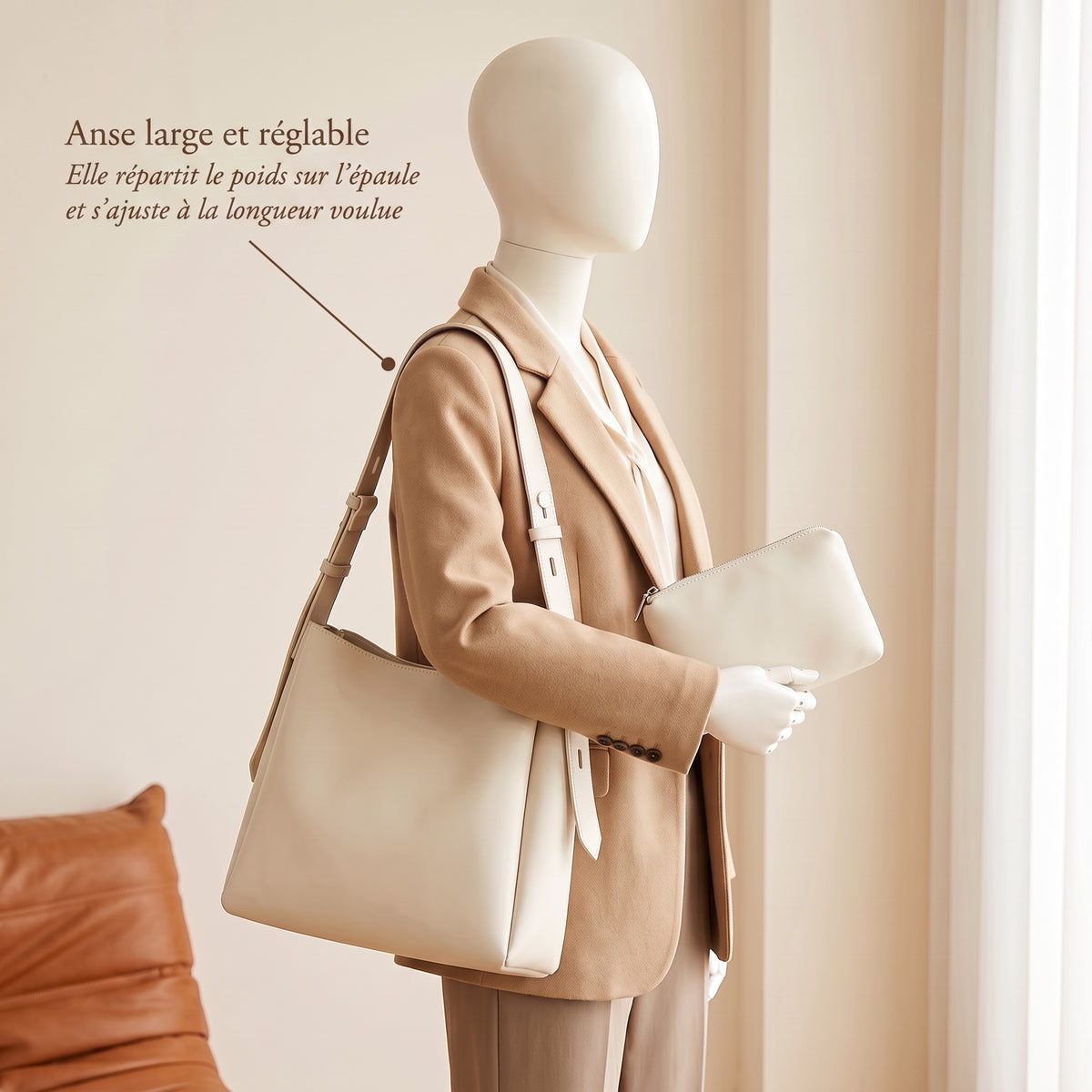 Sac satchel femme Bella avec pochette assortie