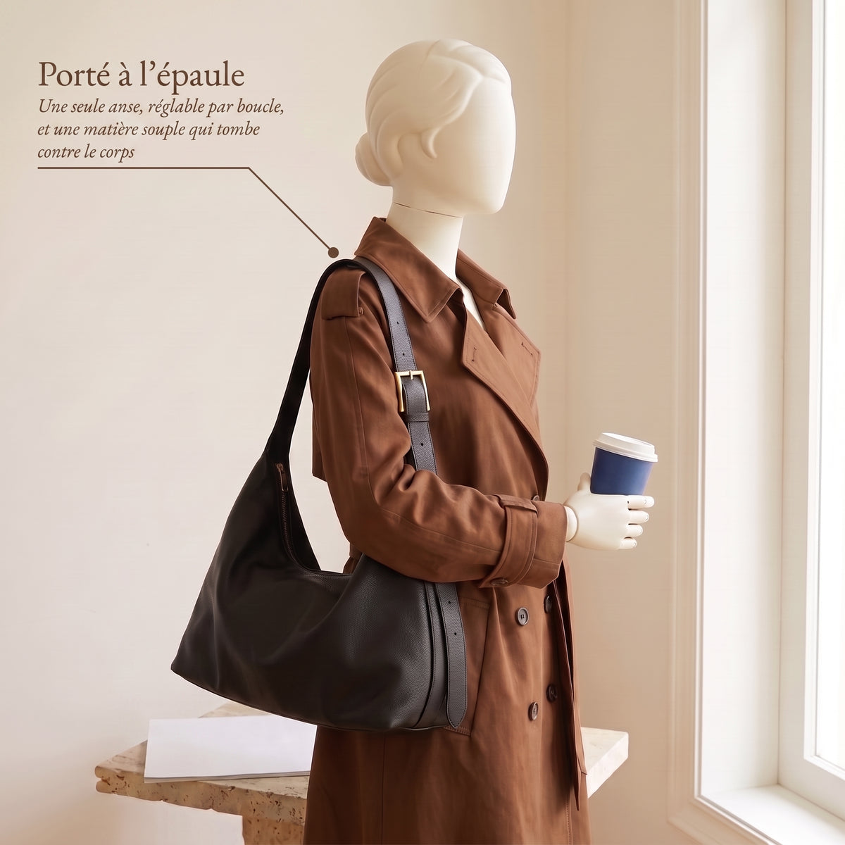 Sac porté épaule femme Manon, forme arrondie