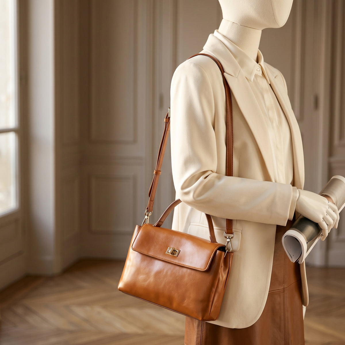 Sac bandoulière femme Émily, format satchel