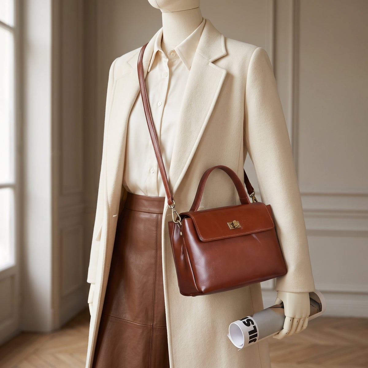 Sac bandoulière femme Émily, format satchel