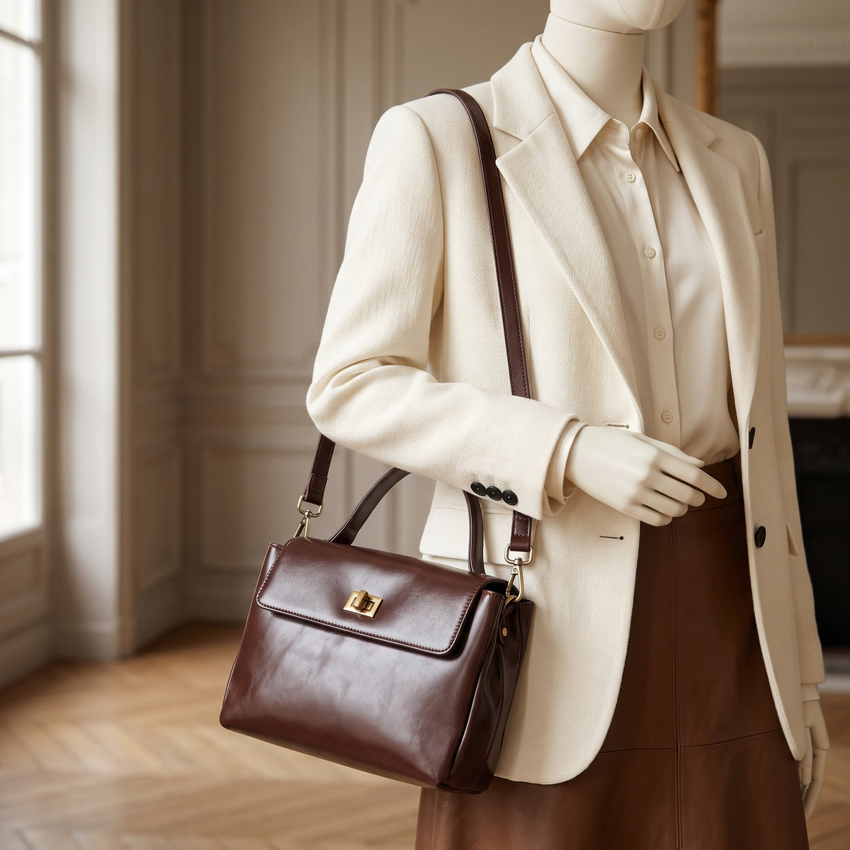 Sac bandoulière femme Émily, format satchel