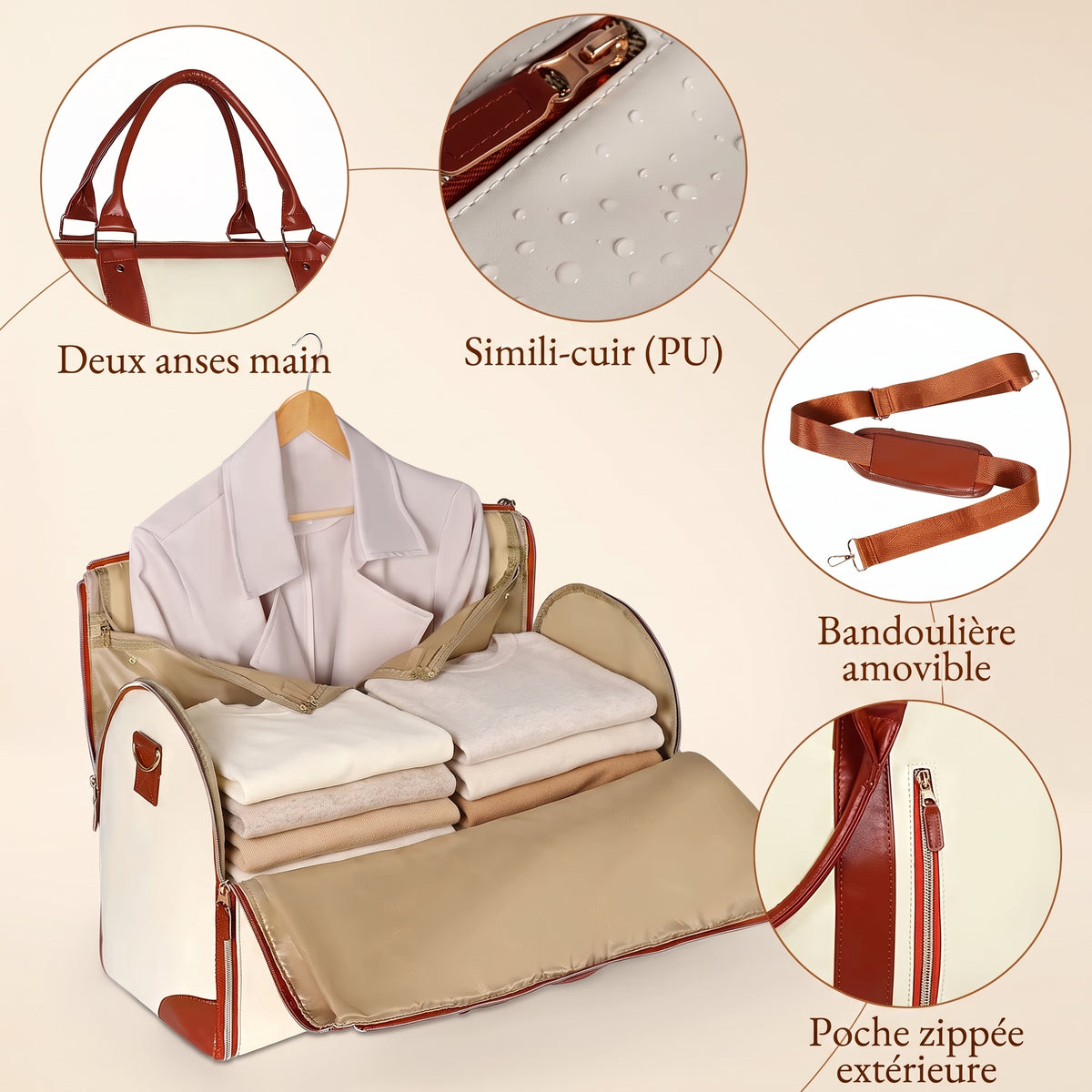 Sac de voyage Céleste, pliable en porte-costume