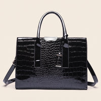 Sac à main structuré femme Morsicatura, effet croco, coloris noir