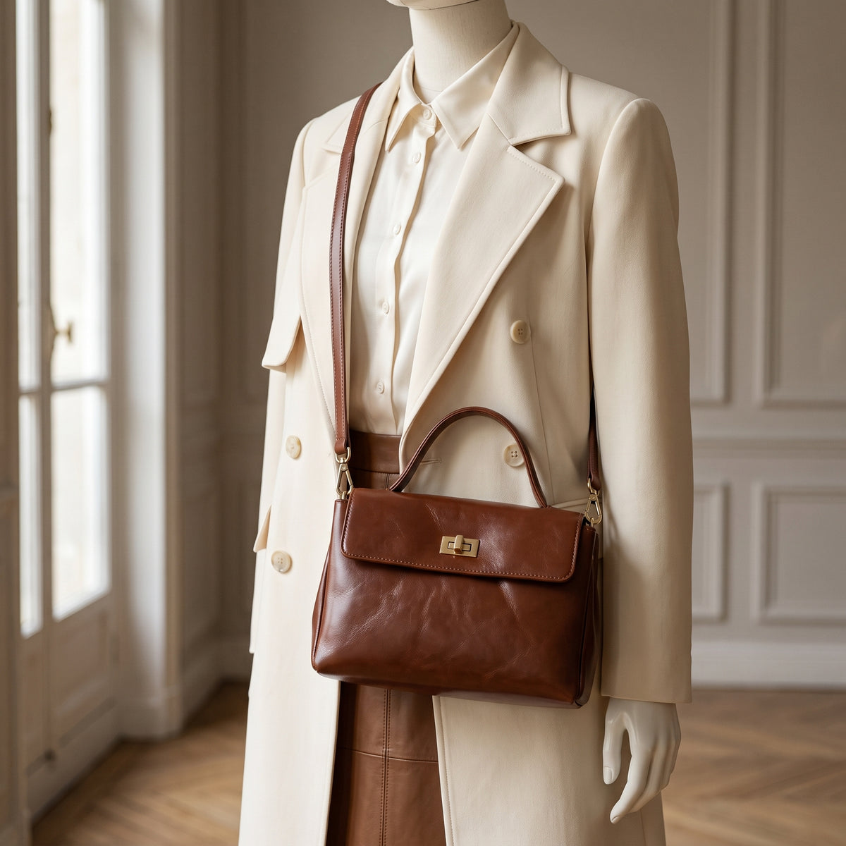 Sac bandoulière femme Émily, format satchel