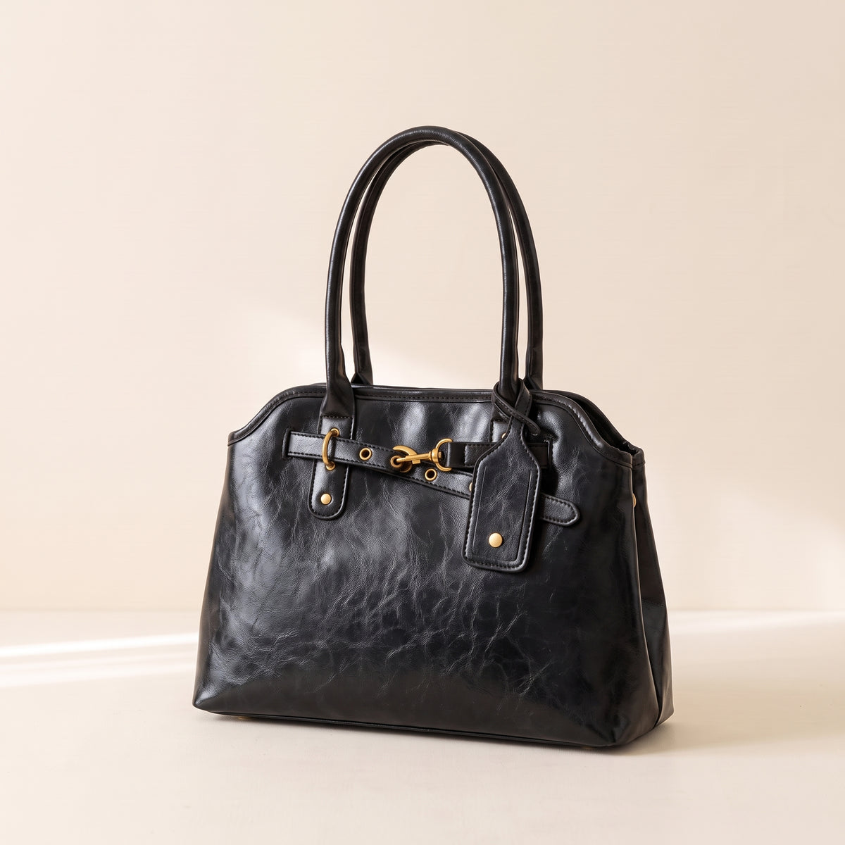 Sac porté épaule femme Laura, effet marbré, coloris noir