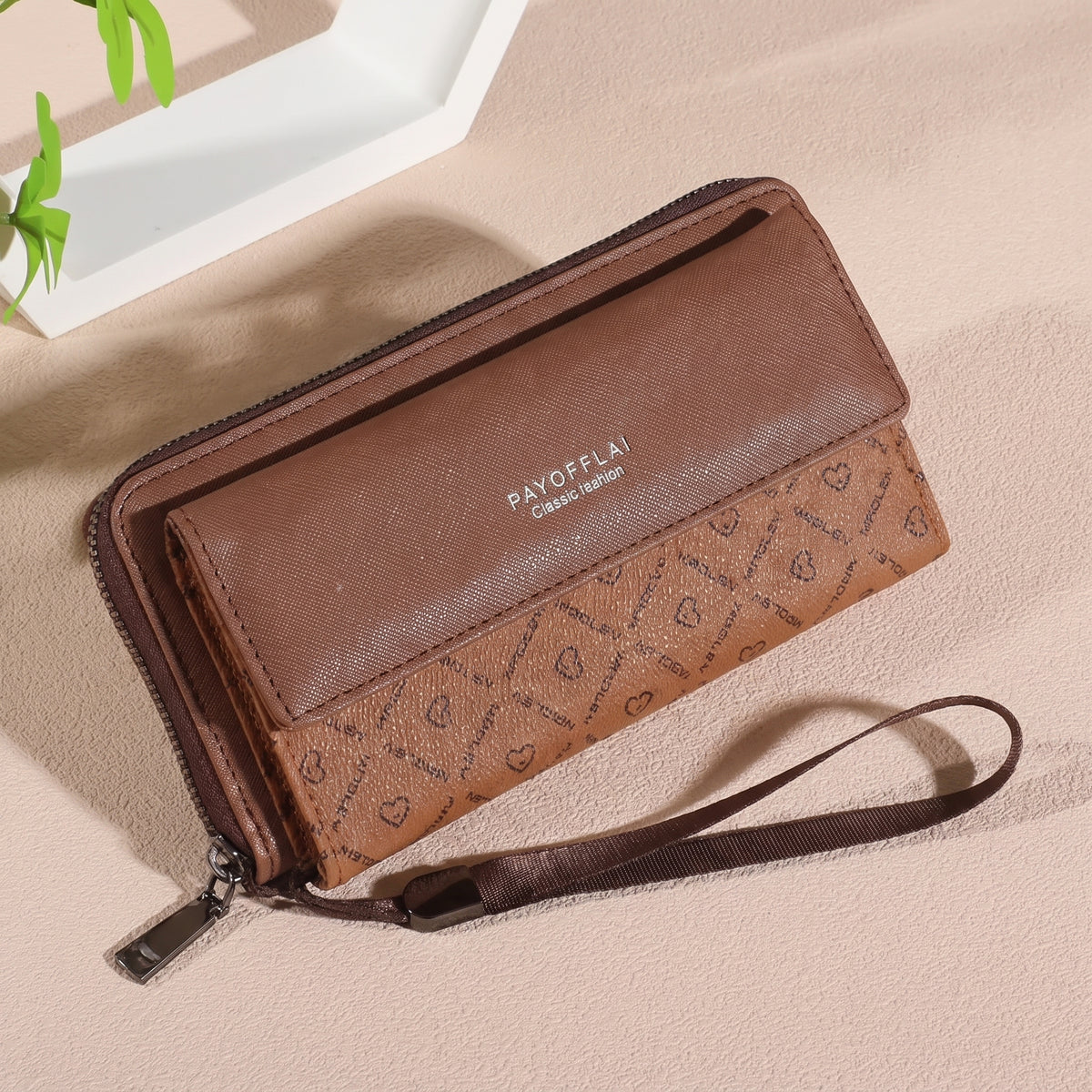 Portefeuille long femme Georgia, coloris marron